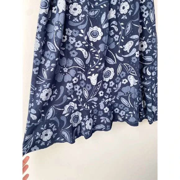 Fresh Produce Womens Floral Midi Skirt 1X Blue Cotton Coastal Grandma Pull On - Picture 3 of 7
